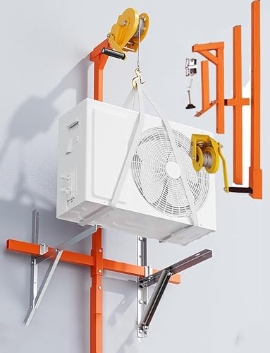 Support Grue Robuste pour climatiseurs - Capacité Charge 150 kg, treuil Manuel, Outil d'installation Pliable (1 000 cm) - utilisé pour faciliter Levage et l'installation du climatiseur