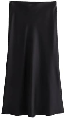 ZRHWSPD Gonna Raso Gonna Midi da Donna con Elastico in Vita, Tessuto Liscio, Design Fluido, Elegante e Confortevole(Black,L)