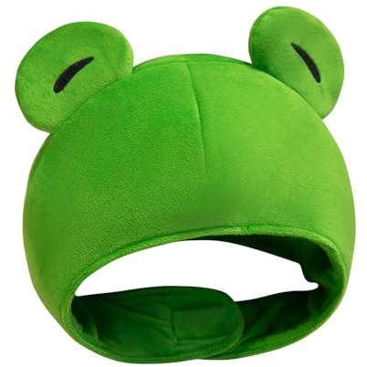 Cappello a forma di rana, per bambini, per cosplay, per travestimenti, in morbido peluche, con occhi, paraorecchie, per compleanno, Halloween, feste, per foto, divertimento per giochi