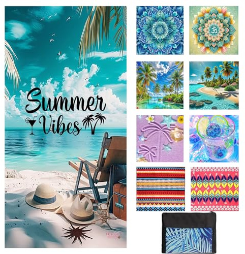Strandtuch Mikrofaser Beach Towel Badetuch Sandfrei XXL Schnelltrocknend Strandhandtuch Damen Strandtücher Sommer Strandlaken Handtuch Strand Zubehör Must Haves Geschenke für Damen 180*80 Summer Vibes