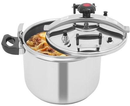 Pentola a pressione in acciaio inox, 60 kPa, con fondo sandwich a 3 scomparti, per induzione, gas e vetroceramica, grande fornello pressure per cucina ristorante, hotel e famiglia (40 l/42,27 Qt)