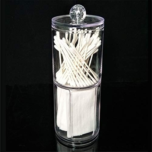 Aramox Boîte Ronde en Plastique Acrylique pour Cosmétiques, avec Couvercle pour Tampons de Coton et Cotons-tiges, étui de Rangement de Maquillage de 6,7x2,7 Pouces pour l'organisation du Bureau