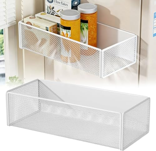 Chingcoo Magnetregal Küchenorganizer, Regal Magnetisch Gewürzregal, Magnetisch Regal Kühlschrank Waschmaschine Magnetregal, Hängeregal für Kühlschrank Magnet (1, Weiß (27cm))