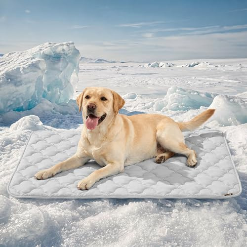 ZOMISIA Kühlmatte Hunde, 119 x 74 cm Q-Max>0.5 Waschbar Hundematte, Grau | Sommer Kühlbett XXL, für große, mittelgroße Hunde Haustiere, Selbstkühlend Kühlkissen tragbares für drinnen, als Käfigauflage