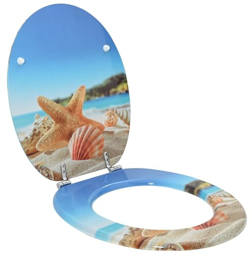 vidaXL Siège de toilette à fermeture douce Bleu clair 44 x 38 cm, Couvre- WC moderne en MDF, avec fermeture douce, un accessoire pratique et stylé pour la salle de bain