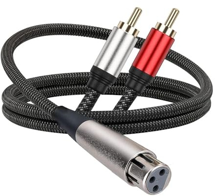 Cavo XLR maschio/femmina a doppio RCA maschio adattatore audio for trasmissione segnale trasparente for microfono amplificatore for cuffie(XLR Female To 2RCA,1m)