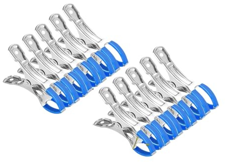 YIGZYCN Lot de 10 pinces à ressort en acier inoxydable pour grandes couvertures de piscine résistantes au vent Clip durable en acier inoxydable avec poignées
