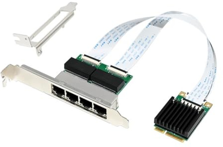 Ounfhtrttk Tarjeta de Red MiniPCIE Gigabit Ethernet Adaptador Ethernet 4xRJ45 Puerto 10/100/1000Mbps I350-T4 Tarjeta de Red Ethernet SAS
