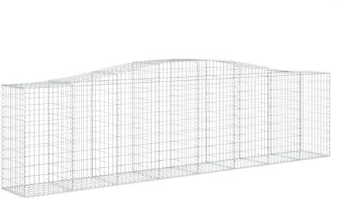 Fisinber Gabbioni con arco alto, 8 pezzi, 400 x 50 x 100/120 cm, cestini in pietra in ferro zincato, gabbione in rete metallica, per la progettazione del giardino e la parete di protezione dagli