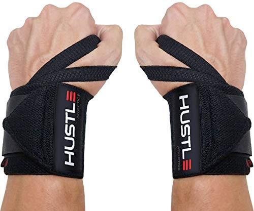 Hustle Athletics Bandages de poignet d'haltérophilie (approuvés par l'USPA) 45,7 cm et 30,5 cm pour haltérophilie, culturisme et musculation pour soulever des charges lourdes, éviter les blessures et