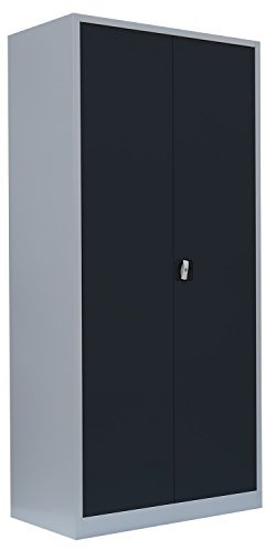 Flügeltürenschrank komplett montiert anthrazit 195x92x50cm (HxBxT) Metallschrank abschließbar Lagerschrank Aktenschrank Büroschrank Werkzeugschrank