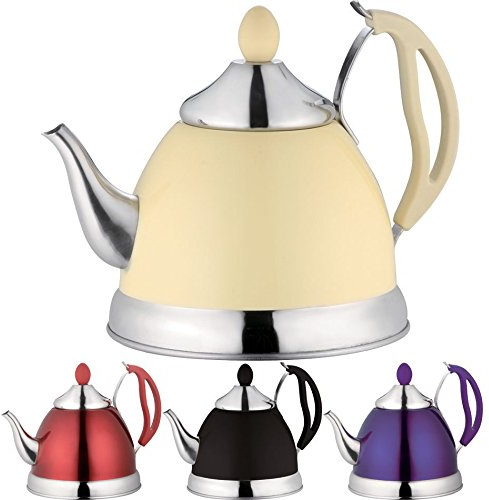 1.5L Stainless Steel Lightweight Whistling Tea Pot Kettle (Cream)