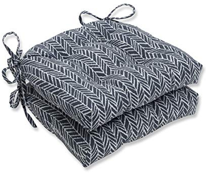 Pillow Perfect Outdoor/Indoor Herringbone Slate Chair Pads, 15.5 x 14.5, Gray, 2 Pack