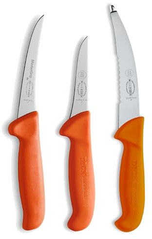 F. Dick Messer Set ErgoGrip 3-teilig „Jagd Outdoor“ (Aufbrechmesser 15 cm, Ausbeinmesser geschweift starr 13 cm, Ringelmesser gerade 10 cm, HRC 56°) 82556200, Orange