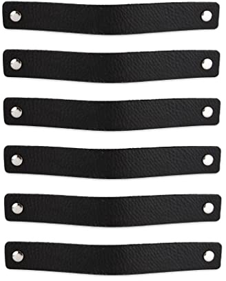 Brute Strength – Ledergriffe für Möbel – 20 x 2,5 cm – Schwarz – 12 Stück | Handgefertigte Möbelgriffe und Lederschlaufen aus Vollnarbenleder; für Schranktüren und Schubladen, Schrauben inklusive