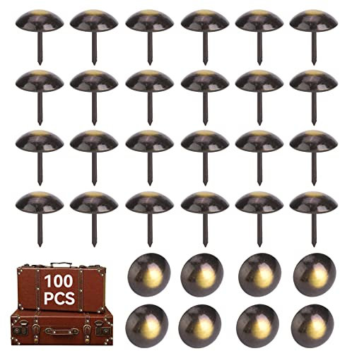 100 Piezas pasadores de tapicería para muebles, Uñas de Bronce tachuelas de tapicería, engrosadas muebles clavos decorativas, remache para sofá (19 x 23mm)