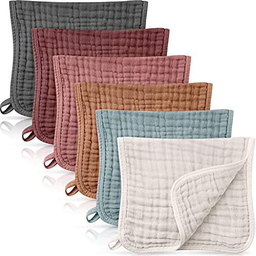 Irenare 6 Pack Muslin Burp Cloths, Baby Girl Cotton Rags, Assorted Colors