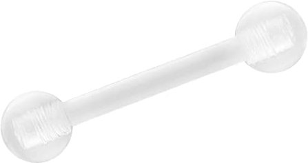 Treuheld® Piercing Stab aus Kunststoff | Farbe: Klar/Durchsichtig | Größe: 1,2mm x 6mm (Kugeln: 2,5mm)