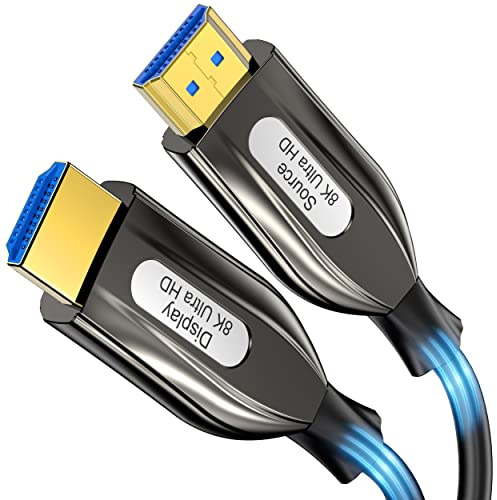 Anehmeta 8K HDMI 2.1 fiberoptisk kabel (33 fot-100 fot) 8K@60 Hz 4K@120 Hz, 48 Gbps Ultra High Speed kompatibel med Apple-TV Dolby Vision Atmos PS5 PS4, Xbox One Series X, Ultra HD TV