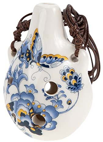 Milisten 6 Hole Ocarina Glazed Ceramic Ocarina Instrument Alto C Pendant Ocarina Necklace Flute Wine Bottle Style China Blue for Kids Adults Beginners (Butterfly)