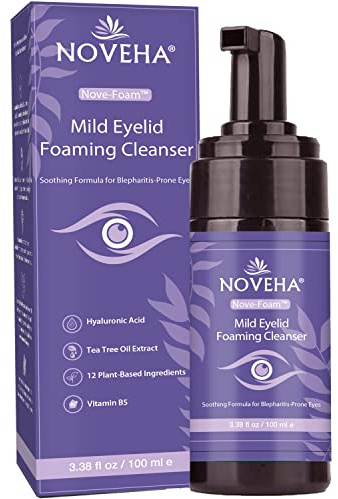 NOVEHA - Schäumender Augenlidreiniger mit Teebaumöl und Lavendel | Hypoallergene Feuchtigkeitsseife für den täglichen Gebrauch für Wimpern