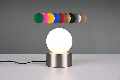 lightling Tischleuchte Cordula mit Fuß aus nickel matt Metall, Glasschirm weiß, On/Off Touch-Funktion, exkl. 1 x E14 max. 25W, Ø 12 cm, Höhe 17 cm