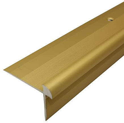 C29 42 x 28mm Anodised Aluminium LVT Stair Nosing Edge Profile for 5mm Flooring - Gold, 2.7m