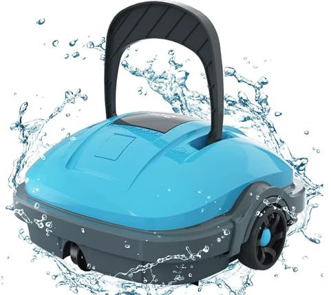 WYBOT Poolroboter Akku Kabellos Poolsauger Roboter mit Dual-Antriebsmotoren, Automatisches Parken Poolroboter Akku Robotersauger für Flachem Boden Aufstellpools bis 50 m² Saugroboter Blau