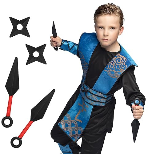 Boland 50432 - Ninja Waffen Set, 4-teilig, Wurfsterne und Kunai, Kostüm Accessoires, Dekoration, Zubehör für Faschingskostüme