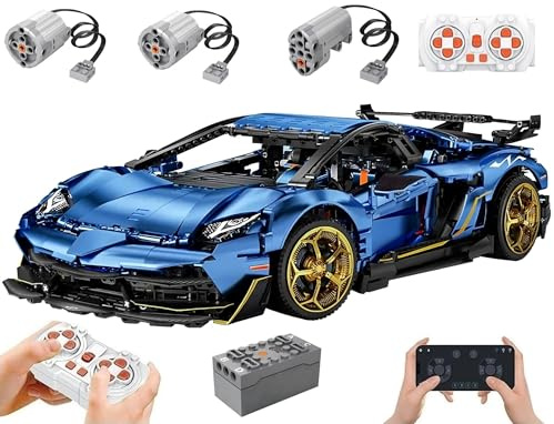Technik Auto für Lambo Aventador SVJ 63, 3811-tlg, Keine Originalverpackung | Mit Motoren Set, 1:8 Groß Auto Modellbausatz, Klemmbausteine Rennauto Modell Set, Automodell Sammlerstück für Autofans