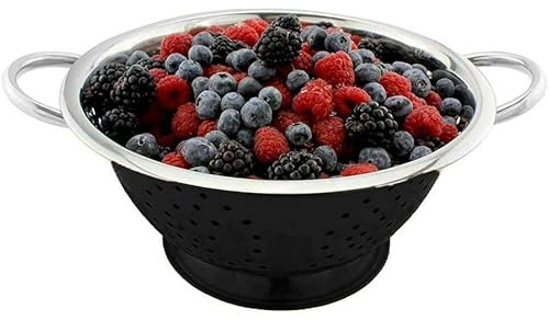Vision4ever 1x Mini Retro Enamel Colander, Stainless Steel Filter, Black