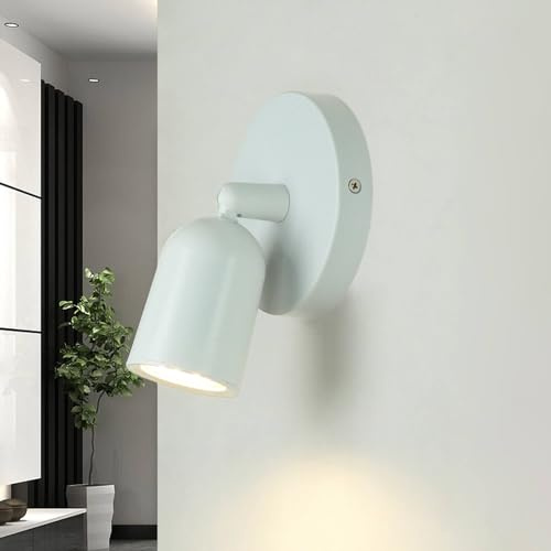 Licht-Erlebnisse Wandspot Kunststoff Weiß Wohnzimmer Küche Ø12 cm GU10 klein Leselicht schwenkbar verstellbar Wandleuchte Schlafzimmer PAYTON