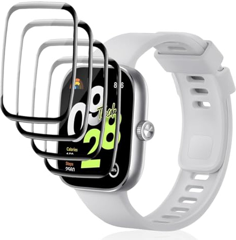 Jewloofa [4 Piezas] Protector de Pantalla Compatible con Xiaomi Redmi Watch 4 Cristal Templado, Anti-Arañazos/9H Dureza, Vidrio Templado para Xiaomi Redmi Watch 4