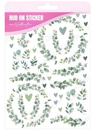 A5 Rub-On Sticker Eukalyptus RANDLOS, für Raysin, Keraflott, Glas