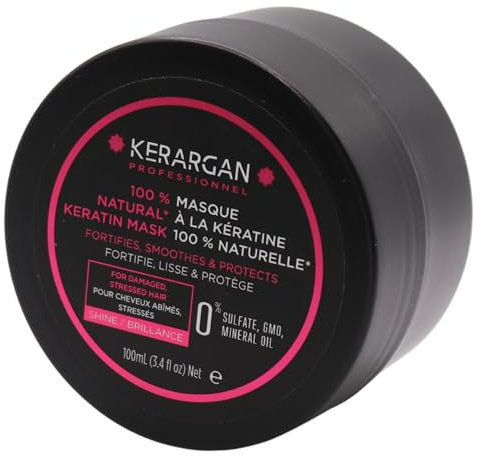 Kerargan - Maschera Capillare Ultra-Riparatrice alla Cheratina per Capelli Danneggiati e Stressati - Fortificante, Idratante e Protettiva - Senza Solfati, OGM, Oli Minerali - 100ml