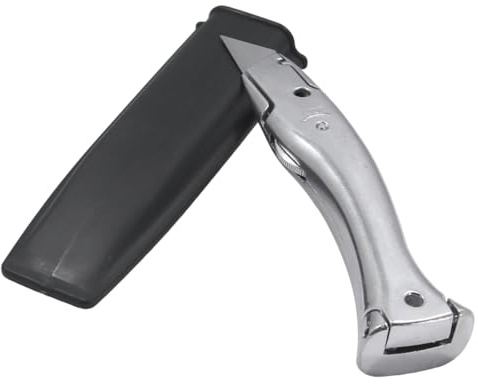 WITTKOWARE Profi-Cuttermesser aus Aluminium mit Kunststoffköcher für Gürtel, magnetischer Klingenhalter, ideal für Dachdecker, Zimmerer, Spengler, Teppich- oder Bodenleger