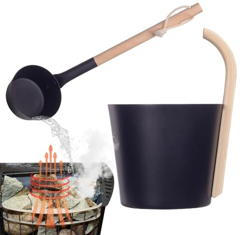 Set di secchio e mestolo per sauna, contenitore in alluminio da 7 l, secchio e cucchiaio in alluminio, per sauna secca per casa, centro spa, bagno, vasca da bagno, hotel