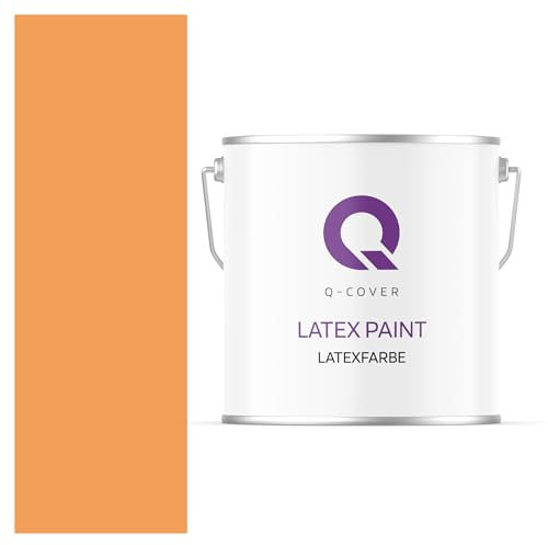 Q-COVER Latexfarbe 5L Orange – Matte Innenfarbe für Wand & Decke, Klasse 3, Hohe Deckkraft, Scheuerfest