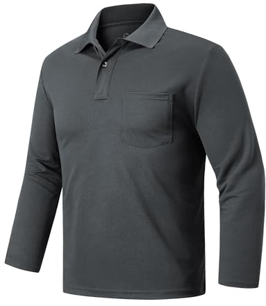 Outdoor Ventures Herren Poloshirt Langarm schnelltrocknend Polohemd | UPF50+, Leicht, Brusttasche, 2-Knopfleiste, Atmungsaktiv, 4-Wege-Stretch, Feuchtigkeitsableitend, für Outdoor Golf
