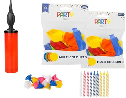 OfferShop Balloon Pump, Inflator for Balloons Manual Hand Pump with Balloons and Cake Candles Birthday Decoration