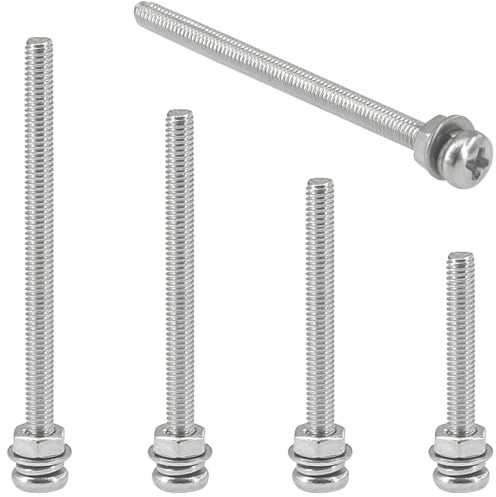 40 Sets of 304 Stainless Steel Bolts, Nut and Bolt Sets – Cross Pan Head Screws, Nuts, and Washers (M4)