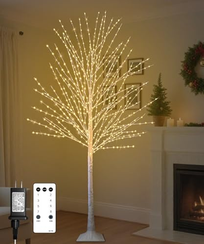 6FT Lighted Birch Tree, Birch Tree with 880 LED Lights, 8 Twinkling Modes and Timer, Dimmable, Twinkle Christmas Tree for Indoor Outdoor Home Party Garden Wedding Decorations