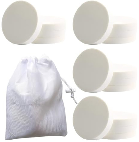 COYUN 16 Pezzi Rotonde Spugnette Trucco Make Up, Spugnetta Fondotinta, Beauty Blender Make Up, Makeup Sponge,Spugnette Viso Pulizia, Per Il Trucco Degli Occhi E Il Fondotinta, Puff Cipria (Bianco)