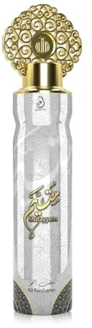Mutayyem Air Freshener Spray 300ml White Bottle, Long-Lasting Arabic Luxury Fragrance Home, Office & Car Premium Oriental Scent Refreshing & Elegant Room Freshener