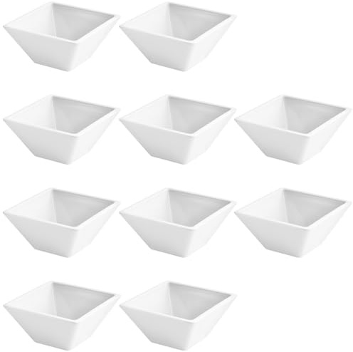 Lot de 10 assiettes à goûter carrées empilables en acrylique blanc avec finition brillante, parfaites pour la maison, bar, fête, karaoké