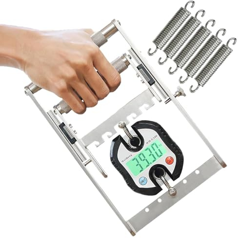 Fortalecedor de Agarre Manual, Pinza de Mano Acero Inoxidable, Entrenador Fuerza Agarre con 5 Resortes Resistentes, Mango Antideslizante, 5 Velocidades