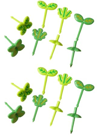 16Pcs Green Fruit Forks, Mini Leaf Shaped Food Picks, Suitable for Sandwich, Cake, Salad and Bento Decoration, Practical Daily Tableware & Party Decor Supplies