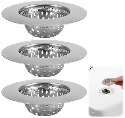 3 stycken dräneringssil dusch, sil dusch avlopp hår, tvättställ sil, hårsil badkar, rostfritt stål avloppssil set, badkar avloppssil dräneringssil hårsil dusch (5,5 x 3,3 x 1,5 cm)