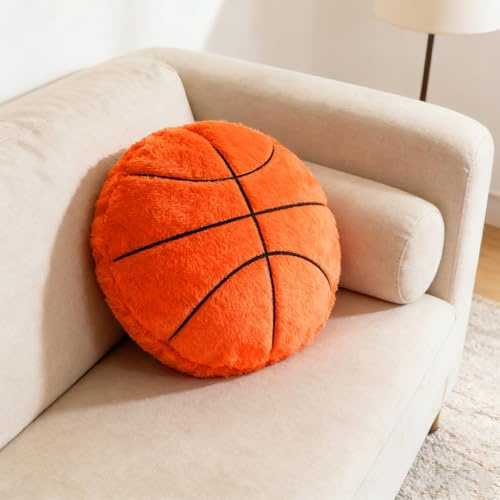 35cm Fluffy Basketballl Plush Pillow,Soft Stuffed Toys,Decorative Cushion Throw Pillow,Basketball Plushies Plush Doll for Home Deco Kids Sports Toy Gift (Basketball)