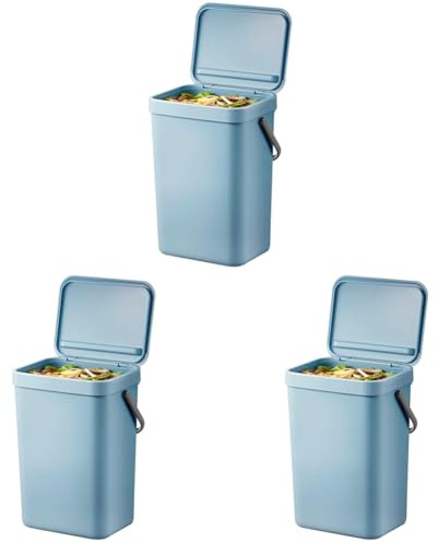 EKO Puro Extra Large Caddy,Wall Mountable or Hanging Titanium Blue Bin,Perfect for Kitchen & Home, 12 Litre (Pack of 3)